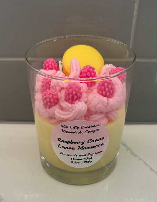 Raspberry Crème Lemon Macaroon Candle