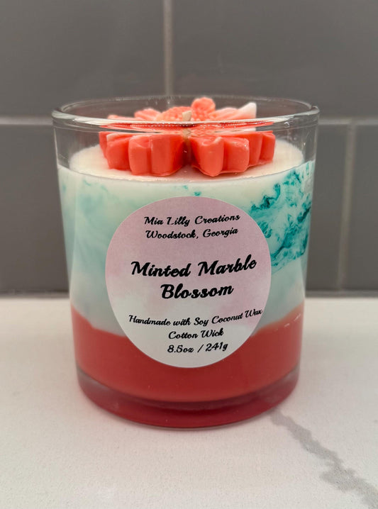 Minted Marble Blossom Candle